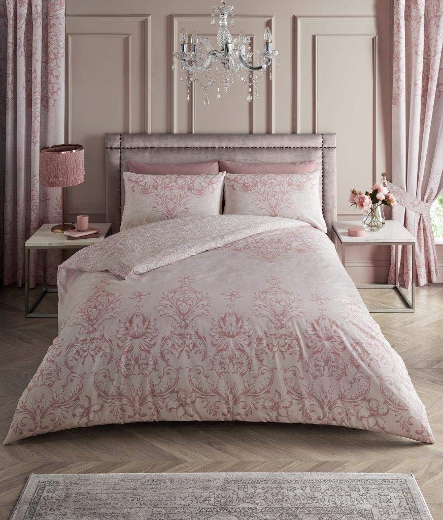 Luxurious Antoninette Bed Set with Duvet Cover and Pillow Cases, Polyester-Cotton, [ King - Pink ]
