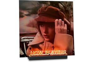 KAZAKA Now Playing Vinyl Record Stand, Light up Vinyl Record Display,Record Holder for Albums （Warm White Light）