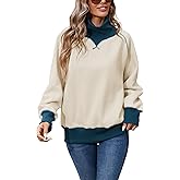 Famulily Womens Oversized Sweatshirt Soft Raglan Sleeve Turtleneck Pullover Colorblock Fall Clothes For Ladies Tops