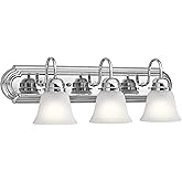 Kichler 24" 3-Light Vanity Bath Light in Chrome, Modern Bathroom Light with Clear Satin Etched Glass, (24" W x 8" H), 5337CHS