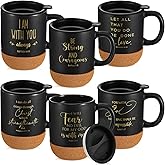 FillTouch 6 Pcs Christian Coffee Mugs Bulk 15 oz Religious Cup Cork Bottom Mugs with Bible Verses Employee Appreciation Gifts for Women Men Clergy Pastor Church Easter Holiday Gifts