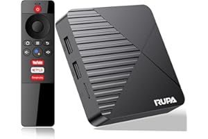 RUPA Android TV Box 13.0, 2025 Android Box 4GB RAM 64GB ROM Support Dual-WiFi 2.4G/5.8G WIFI6 10/100M Ethernet 3D 8K HDR10+ B