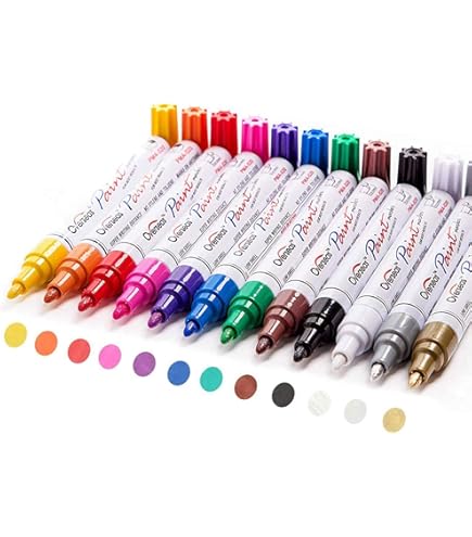 Pébéo Skrib Paint Gouache-Marker Set – 12 Farben, Wasserbasiert, Deckend, Für Papier, Holz & Mehr (ca. 18,3x2,1x25,7 Cm)