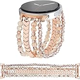 WONMILLE Beaded Bracelet Compatible with Samsung Galaxy Watch 8 Band 40mm/44mm Watch8 Classic 46mm, Elastic Stretch Women Strap for Galaxy Watch 8/8 Classic Bands