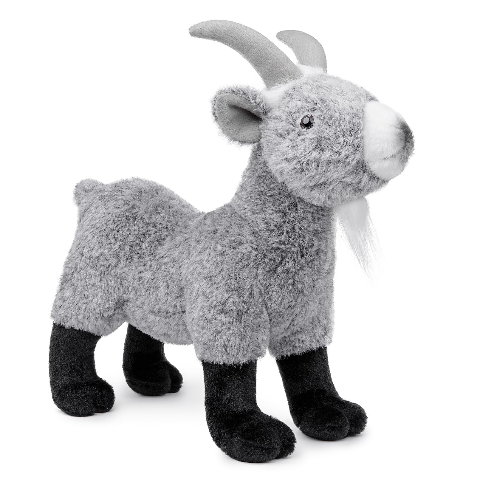 lilizzhoumax Goat Plush Toy Realistic Stuffed Animal Cute Super Goat Soft Toy Plush Cuddly Home Decoration Farm Friend Gift for Kids Boys Girls 29cm/11” Grey
