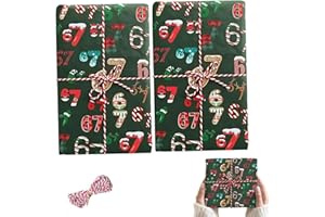 2pcs 67 Wrapping Paper,6 7 Funny Christmas Wrapping Paper, Unique 67 Meme Gift Wrap Papers for Secret Santa,Birthday Xmas Fes