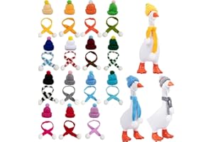 Neowedding 30 Pcs Desk Goose Outfits 7inch Mini Knitting Hats & Scarves Mini Goose Outfits Clothes Costume Adjustable Knit Hat