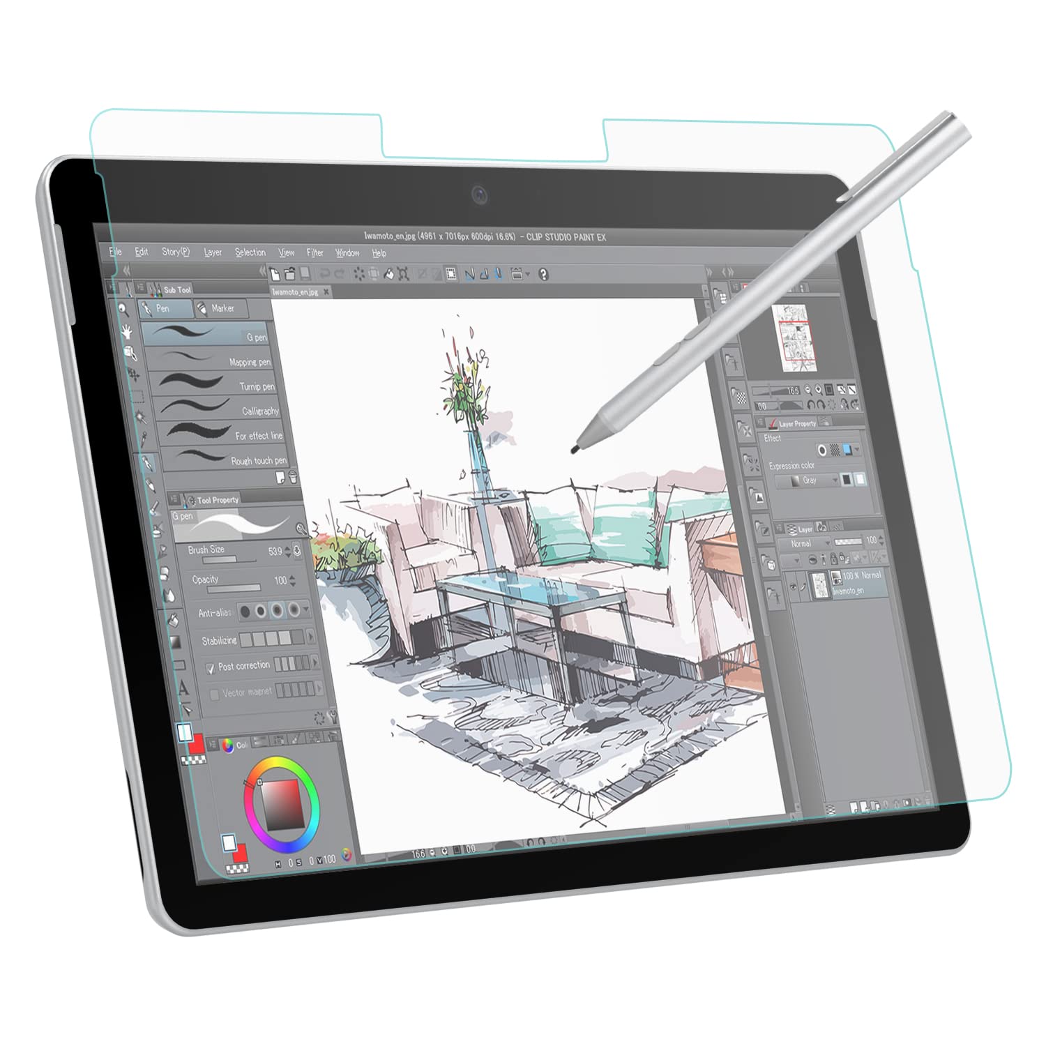MoKo Paper-Like Screen Protector for Surface Go, Write, Draw and Sketch with The Surface Pen Like on Paper, Anti Reflection PET Film for Microsoft Surface Go 10 inch 2018 Tablet - Clear