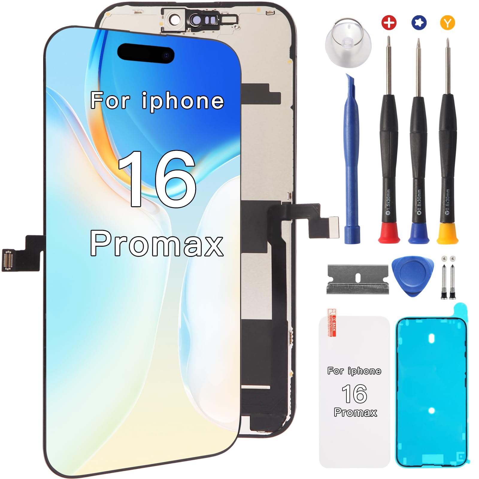 Photo 1 of for iPhone 16 Pro Max Screen Replacement Kit Full Assembly 6.9 inch,3D Touch LCD Display for A3296, A3084, A3295, A3297 Digitizer Screen and Repair Tools Kit