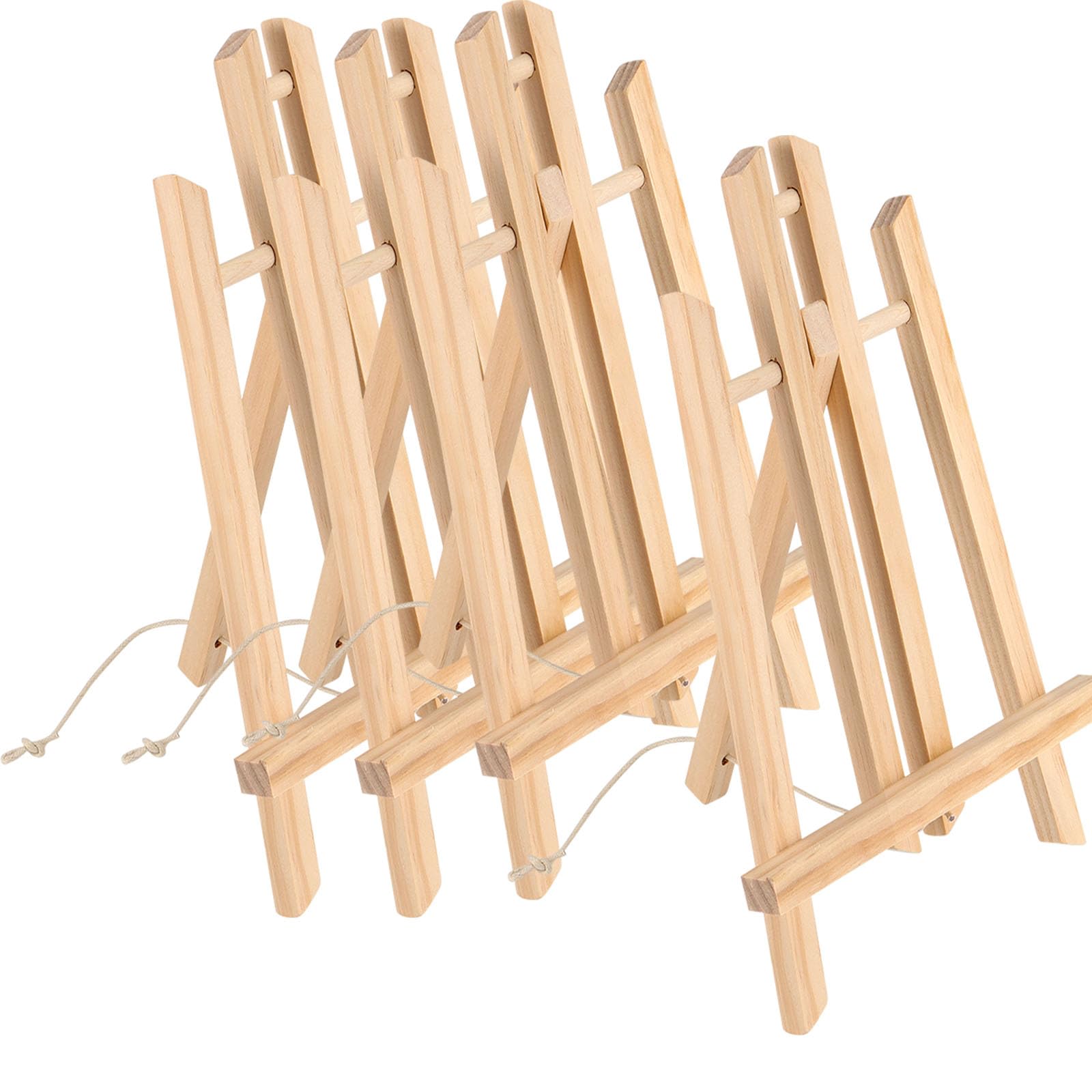 HAKZEON 4 Pack 40 x 20 CM Wooden Tabletop Easel, Mini Easel with Movable Bar, Adjustable Wood Easel Stand for Paintings, Drawings, Framed Photos, Signs