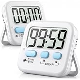 Antonki 2 Pack Digital Timer for Kids Classroom Kitchen Timers for Cooking | With 2*AAA Battery, Count Up / Down, Loud Alarm &amp; Silent Flash‑Light Mode, Magnetic Back, Kickstand, School Teacher Supplies