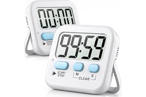 Antonki 2 Pack Digital Timer for Kids Classroom Kitchen Timers for Cooking | With 2*AAA Battery, Count Up / Down, Loud Alarm & Silent Flash‑Light Mode, Magnetic Back, Kickstand, School Teacher Supplies