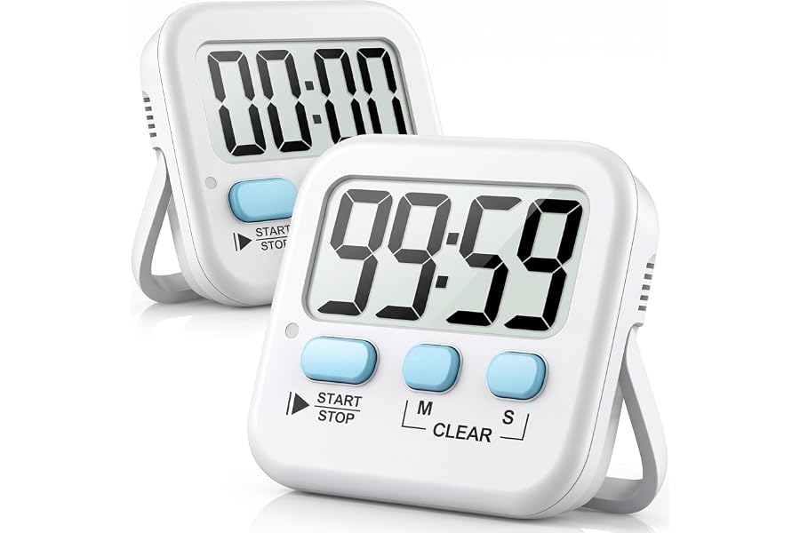 Antonki 2 Pack Digital Timer for Kids Classroom Kitchen Timers for Cooking | With 2*AAA Battery, Count Up / Down, Loud Alarm Book