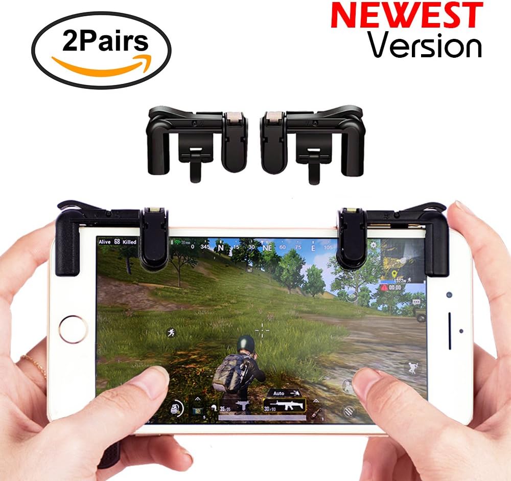 GoldenTrading Mobile Game Controller Sensitive Shoot and Aim Keys Button L1R1 Shooter Controller for PUBG/Knives Out/Rules of Survival/Fortnite Cellphone Joystick Game Pad (2 Pairs)