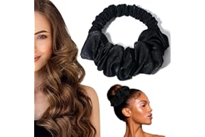 TULOBI Heatless Hair Curler for Overnight Curls, Soft Scrunchie Roller Headband for Long Hair (Black)