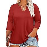 Chulianyouhuo Womens Plus Size Tops 3/4 Sleeve V Neck Casual T Shirt Summer Basic Loose Fit Tunic Blouse 2025