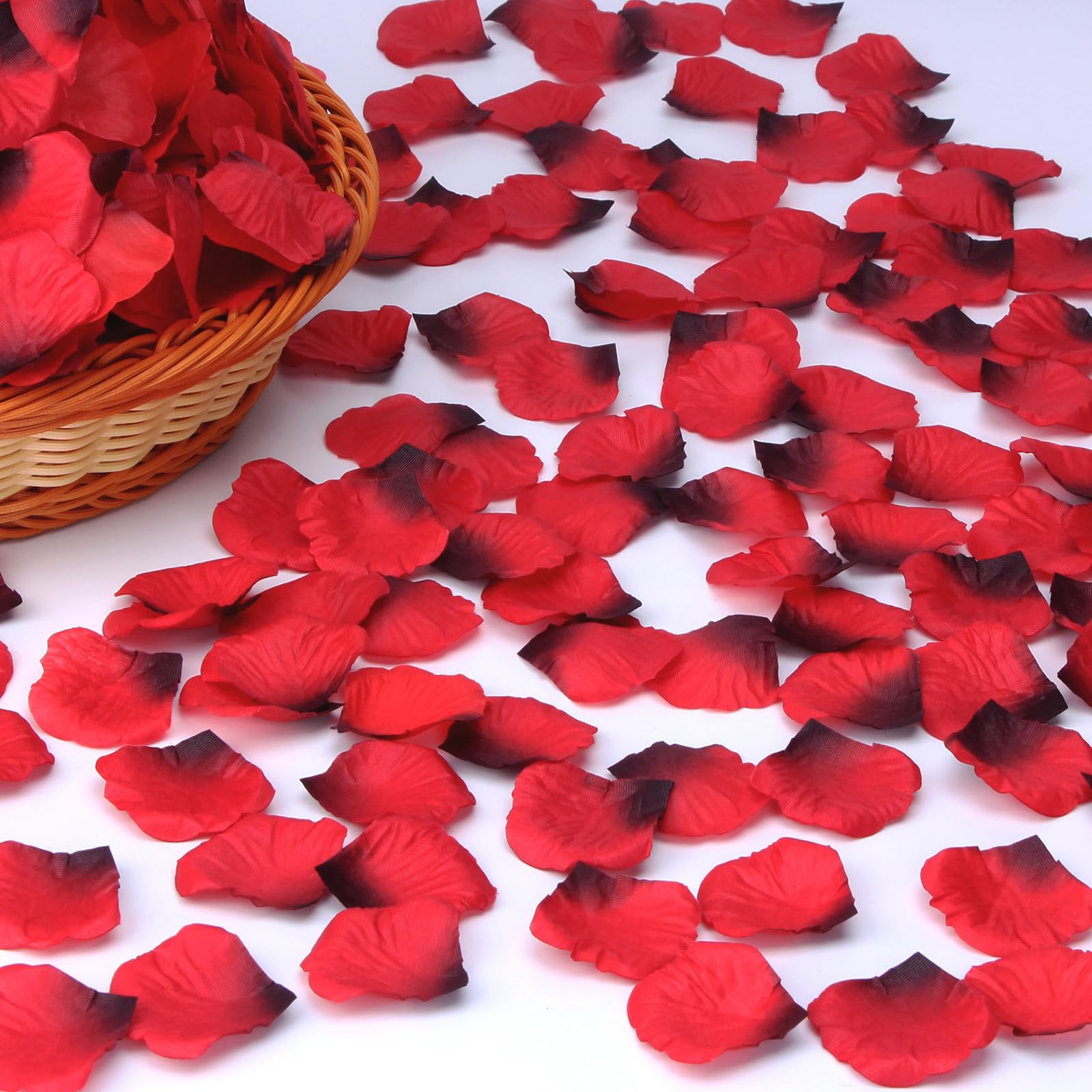 Photo 1 of 2000 PCS Silk Rose Petals, Artificial Flower Petals for Wedding Party, Valentine's Day,Romantic Night,Proposal Anniversary Flower Decorations Color Dark-Red