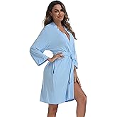 Women's Kimono Robe Short Knit Bathrobe Soft House Sleepwear Lightweight Ladies Loungewear