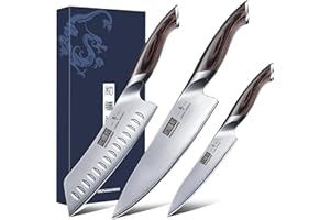 HOSHANHO 3 Pieces Knife Set, Professional Japanese High Carbon Stainless Steel Kitchen Knife Set, Ultra Sharp Chef Knives Set