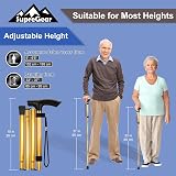 SupreGear Walking Stick Adjustable Folding Cane Gold Lightweight 4-Section view 2