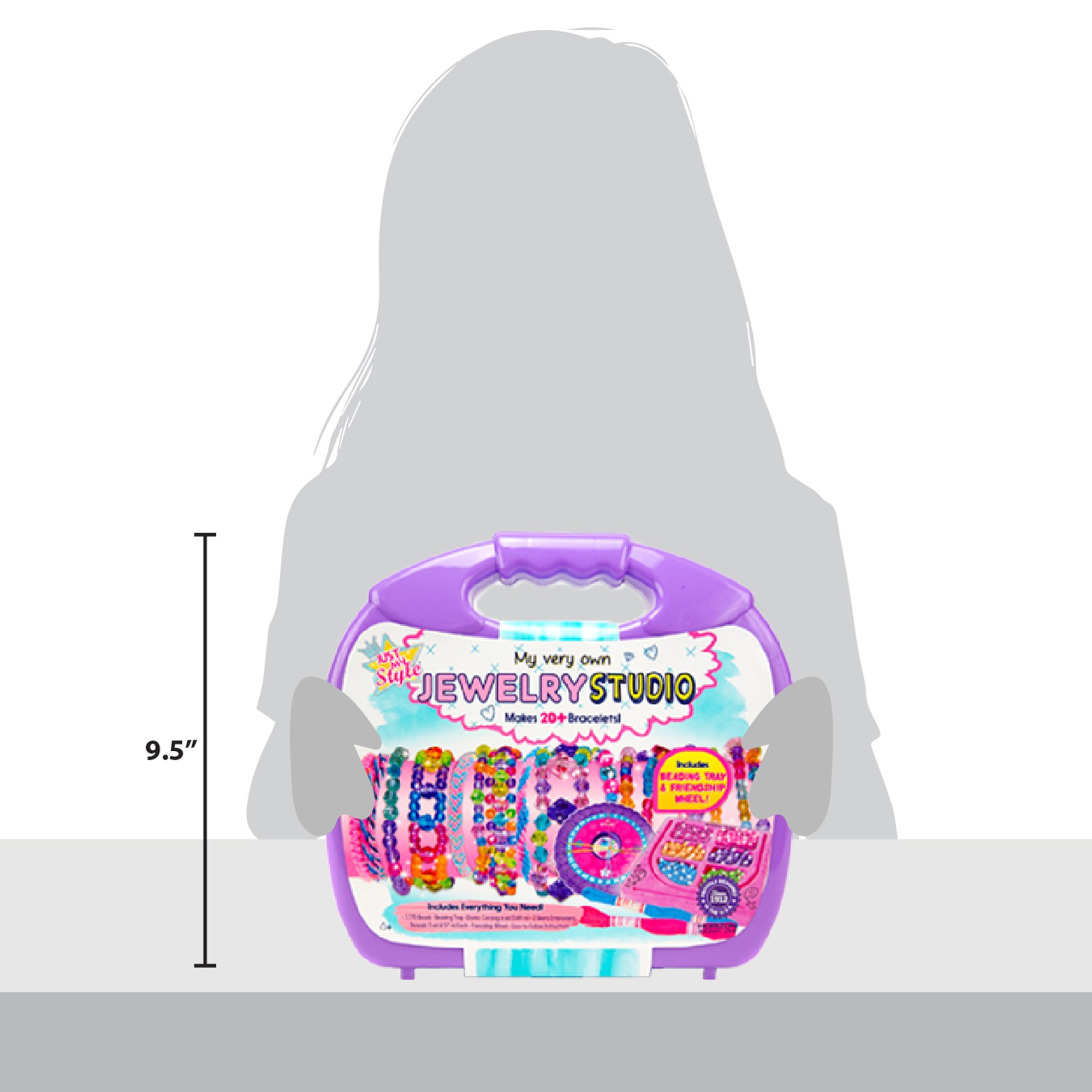 Just My Style My Very Own Jewelry Studio, Personalized Bracelet Making Kit With 1700+ Beads, Bead Kit Great for On-The-Go, Travel DIY Custom Accessories for Ages 6, 7, 8, 9