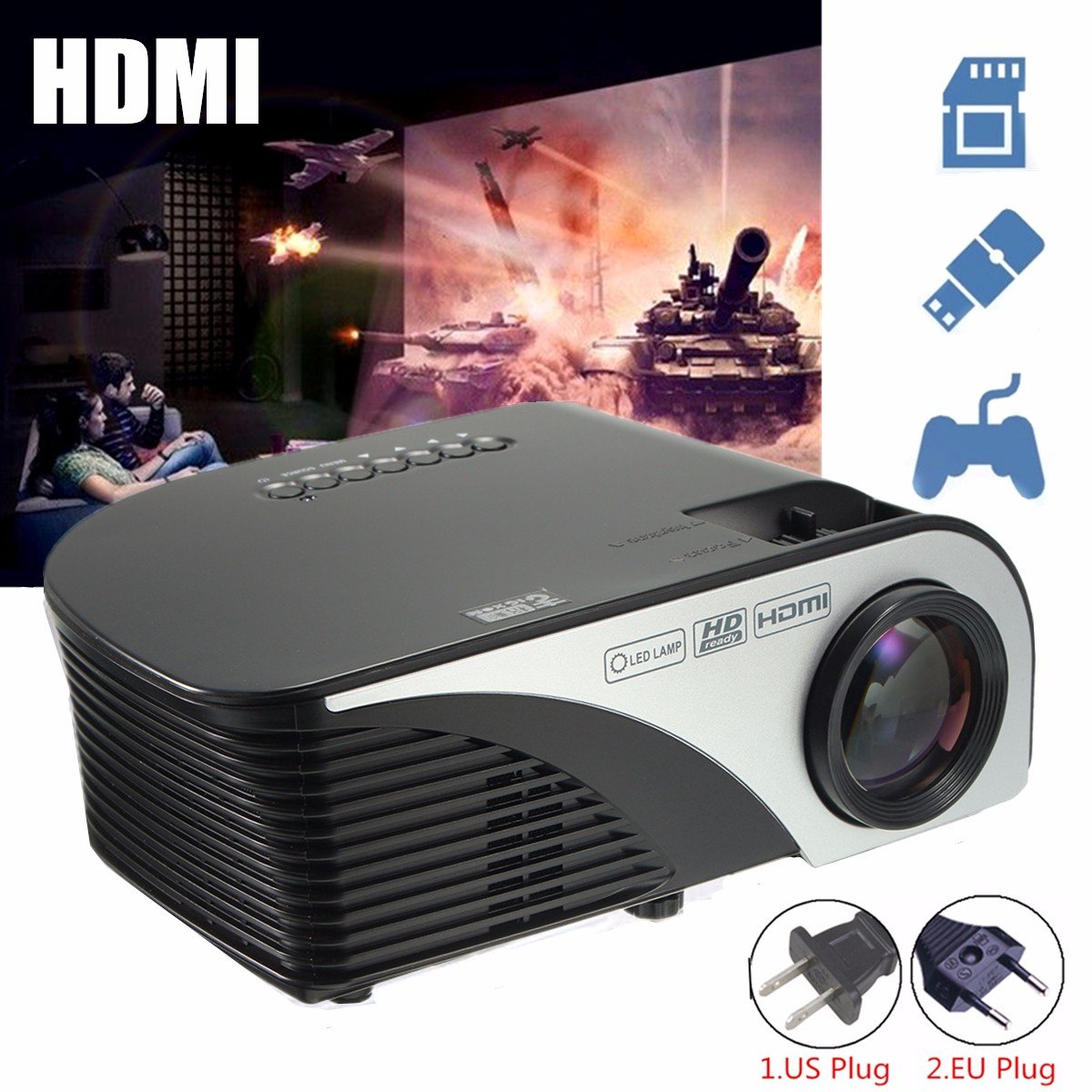 Beamer ELEGIANT Mini HD 1200 lumens LED Beamer Mini HD Multimedia ...