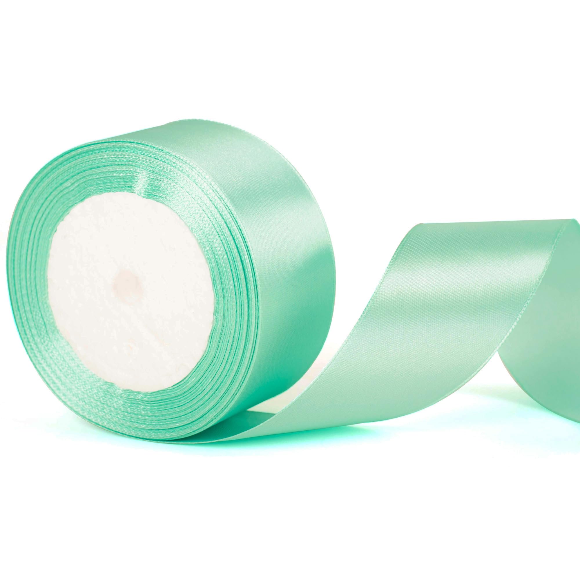 22m x 50mm Wide Teal Blue Satin Ribbon, 2 inch Thick Teal Blue Satin Ribbon for Gift Wrapping Wedding Car Christmas Birthday Present Cake Hair Bow Florist Bouquet Crafts Decorations