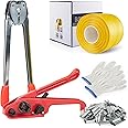 DJSUNPACKING Banding Strapping Kit Pallet Packaging Strapping Tool Set with 1000' Length x 1/2" Wide PP Strapping Banding,100 Metal Seals