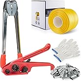 DJSUNPACKING Banding Strapping Kit Pallet Packaging Strapping Tool Set with 1000' Length x 1/2" Wide PP Strapping Banding,100