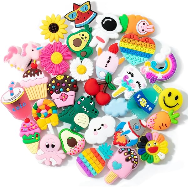 50 Random Mixed PVC Shoe Charms Lot - Fit Crocs Jibbitz, Wristbands, Bags - Non-Toxic, Assorted Characters