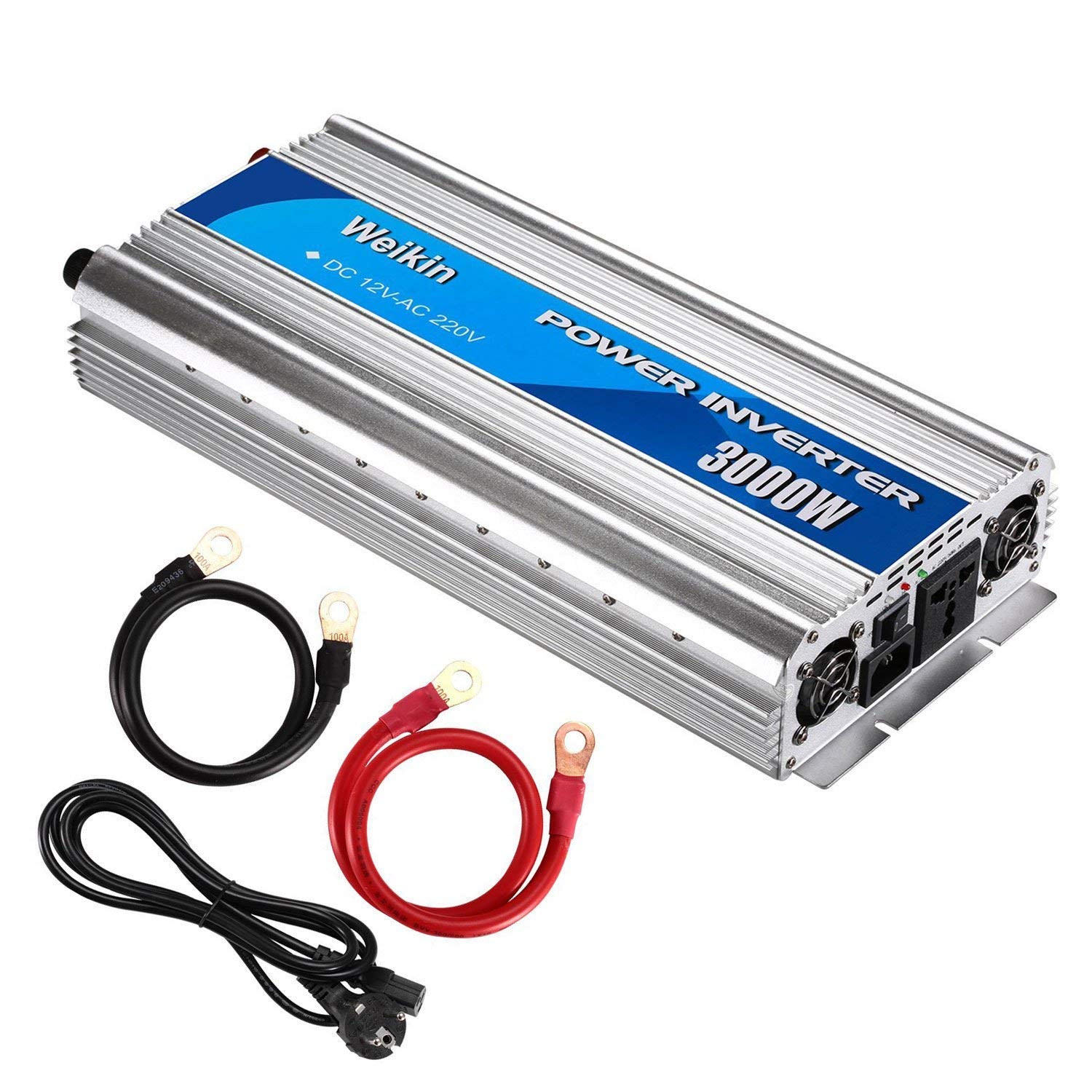WEIKIN Convertisseur 300W DC 12V vers AC 220V Voiture Transformateur de Tension Ports USB 5V 2