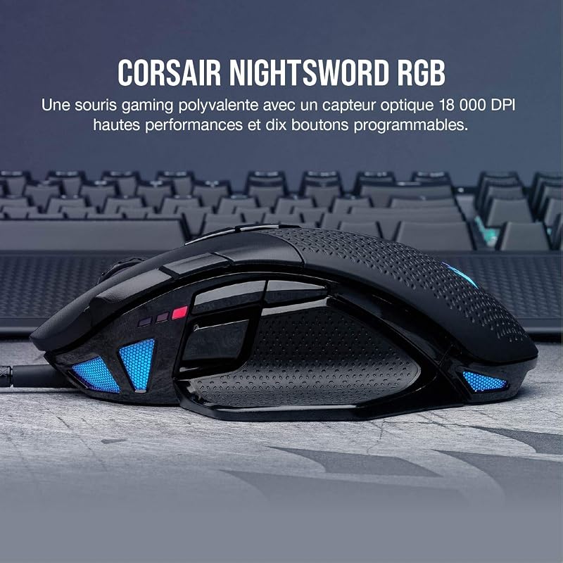 NIGHTSWORD RGB Souris de Jeu FPS/MOBA Filaire – Noir