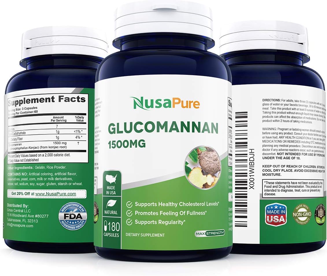 1500mg 180caps (NonGMO & Gluten Free) Natural Weight Loss