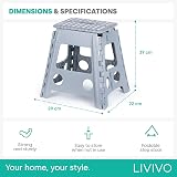 LIVIVO Folding Step Stool Compact Two Tier Anti Slip Grey view 8