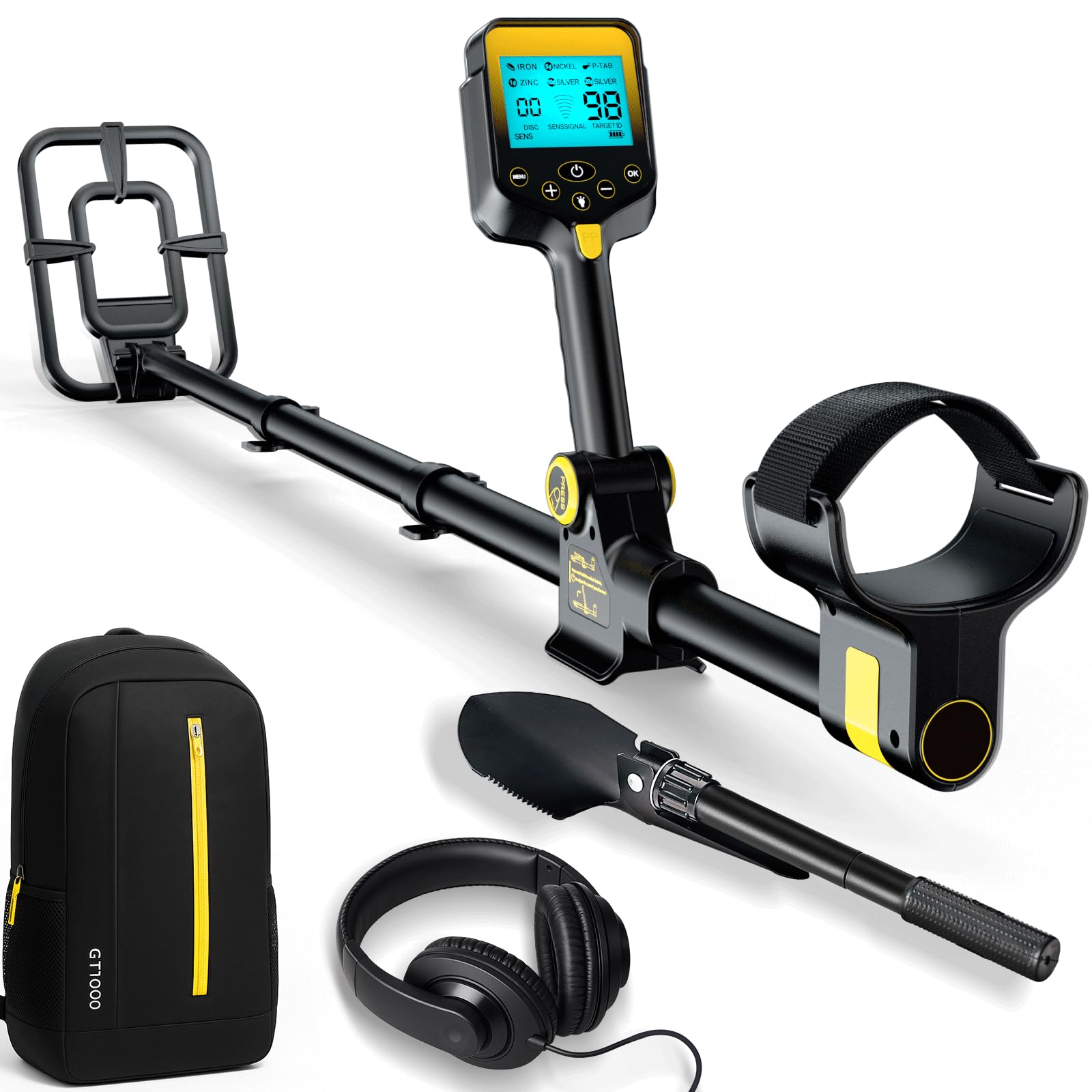 Photo 1 of Metal Detector for Adults Waterproof - 2000mAh Chargeable Professional Cordless Gold Detector with LCD Display, Retractable Foldable Higher Accuracy Metal Detector with 10" IP68 Coil - OKESAM