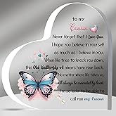 Cousins Inspirational Gifts Acrylic Plaques My Girl Graduation Gift Women Birthday Christmas Appreciate Cute Butterfly Signs for Her Best Go to University Encourage Souvenirs From Cousin