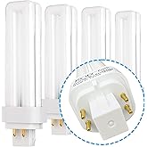 KOR 13W Double Tube CFL Bulbs, G24Q-1 4-Pin Base, 2700K Warm White, 4 Pack | Replaces Sylvania 20682 CF13DD/E/827, Philips 38325-7 PL-C 13W/827/4P/ALTO and GE 97594 F13DBX/827/ECO4P, 900 Lumens, 82 CRI.