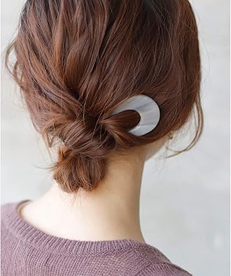 Amazon アネモネ Anemone マーブルカラーのu字コーム グレー Free ヘアアクセサリー 通販