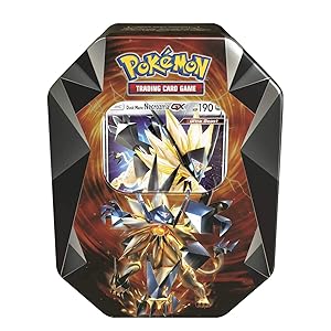 Pokemon TCG: Dusk Mane Necrozma-GX Prism Tin | Collectible Trading Card Set | Features 4 Booster Packs, 1 Ultra Rare Foil Dusk Mane Necrozma-GX Card plus BONUS Online Code Card