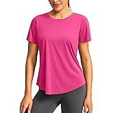 Women's Short Sleeve Workout Shirts UPF 50+ Sun Protection T-Shirts Quick Dry Breathable Gym Running Hiking Tops for Women