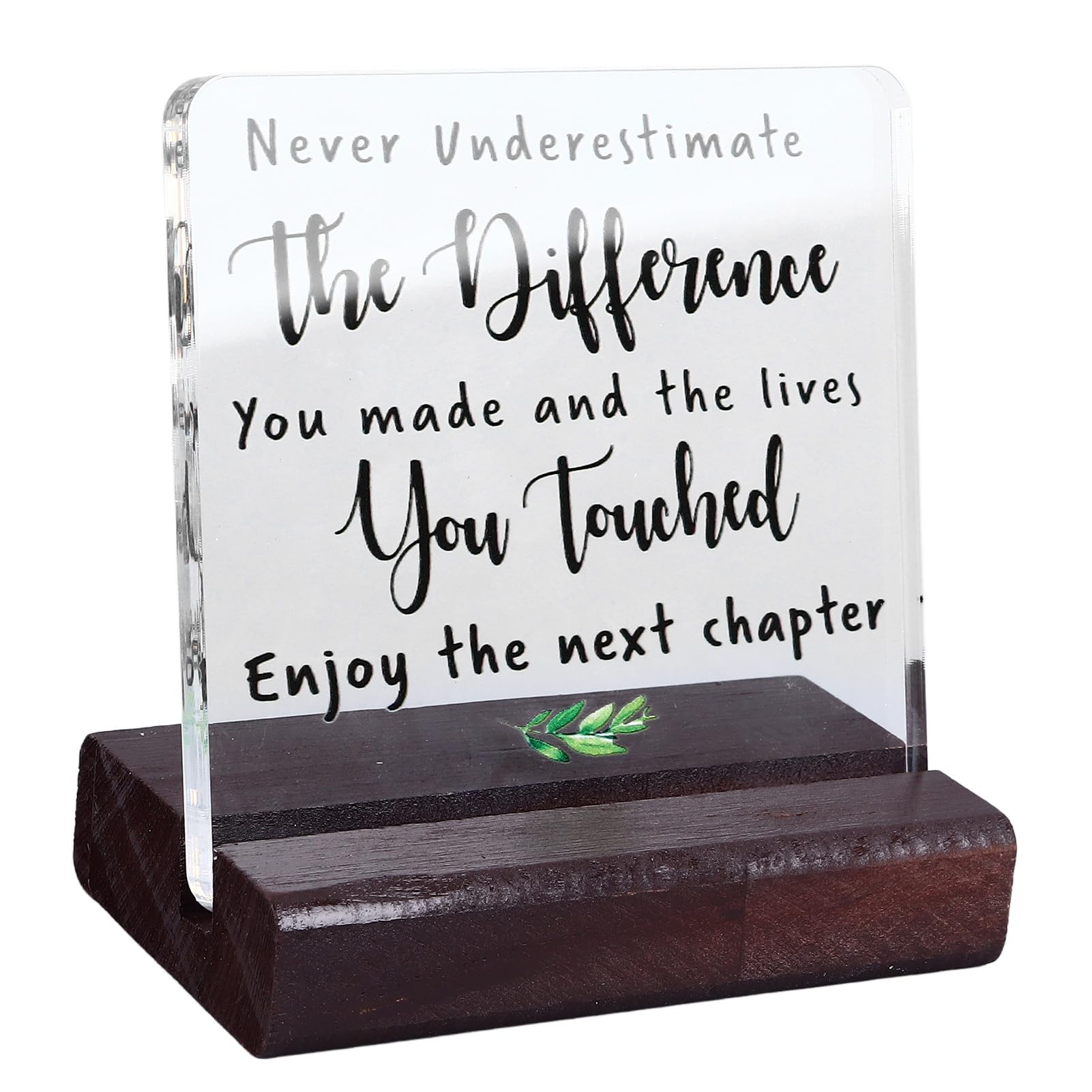 Thick Transparent Acrylic Sign with Wooden Holder Base Tabletop Signage Ideal for Retirements, Farewells, and Graduations Adds a Personalized Touch to Celebrations