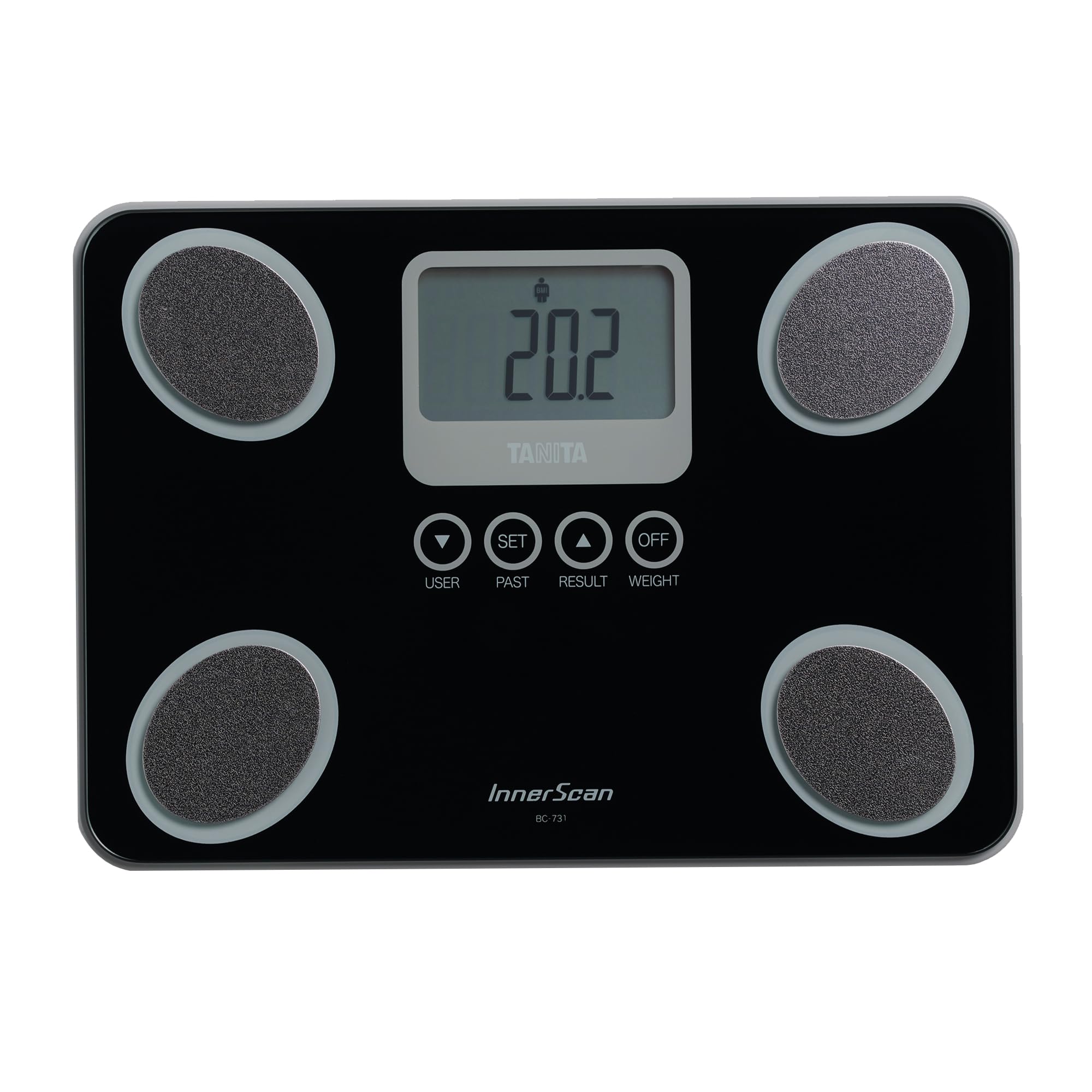 Tanita BC-731 Digital Bathroom Scales Black – Smart Scales for Body Weight and Fat, Glass Weighing Scales Body Weight, 10 Measurements, Large LCD, Bathroom Scales