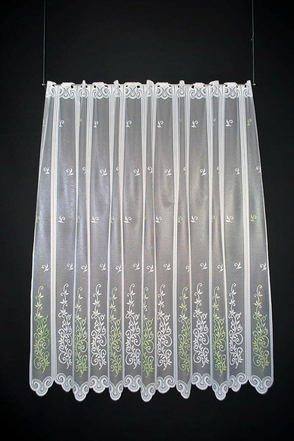 Scheibengardine mit Ranke 150 cm hoch | Breite der Gardine durch