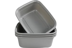 Begale 14 Quart Rectangular Plastic Dish Basin, Dish Washing Basin, Pack of 4, Gray