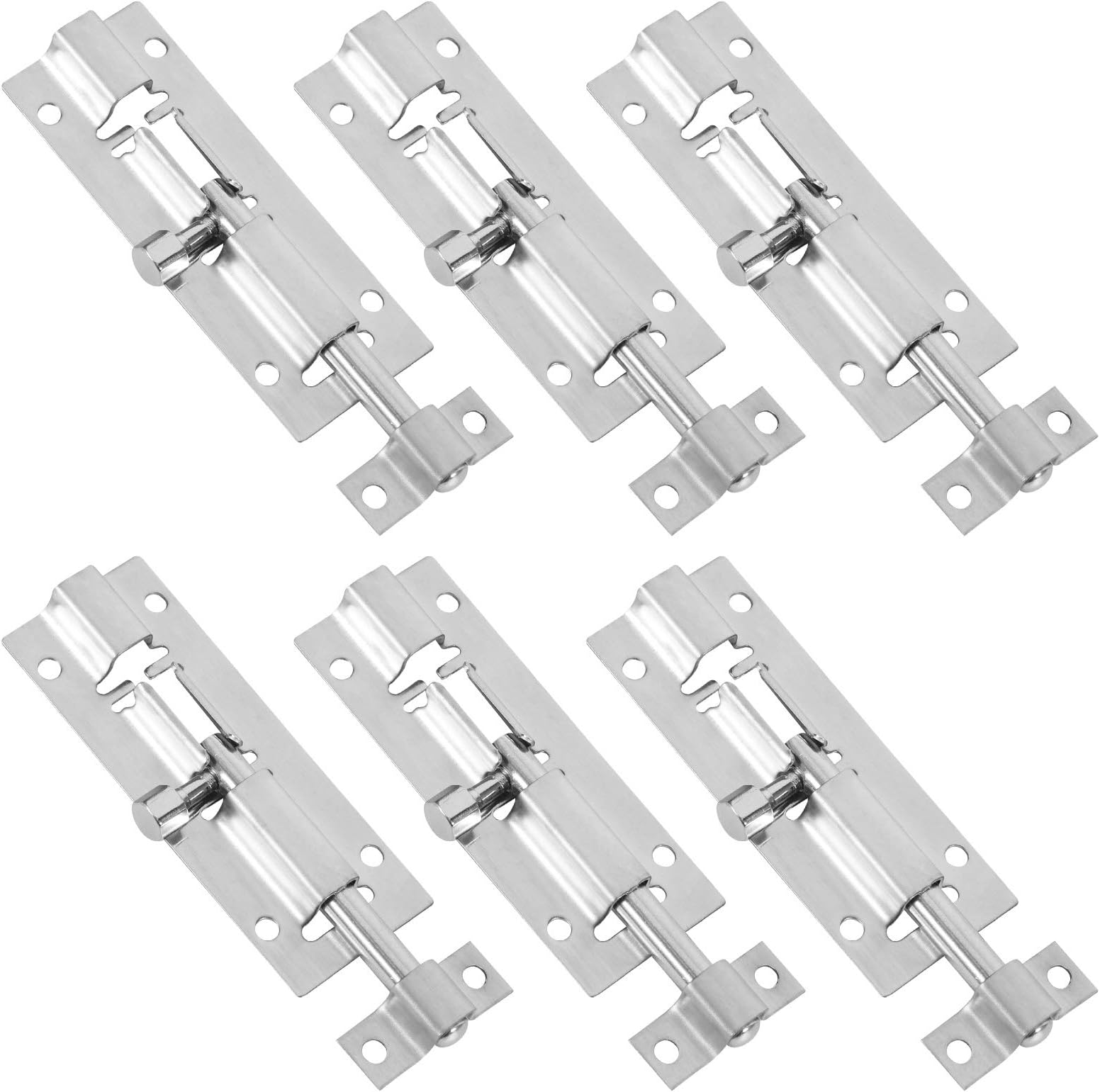 Xinzistar 6Pcs Door Security Slide Latch Lock Stainless Steel Door Latch Sliding Lock Solid Heavy Duty Barrel Bolt Door Security Slide Latch Lock With Screws