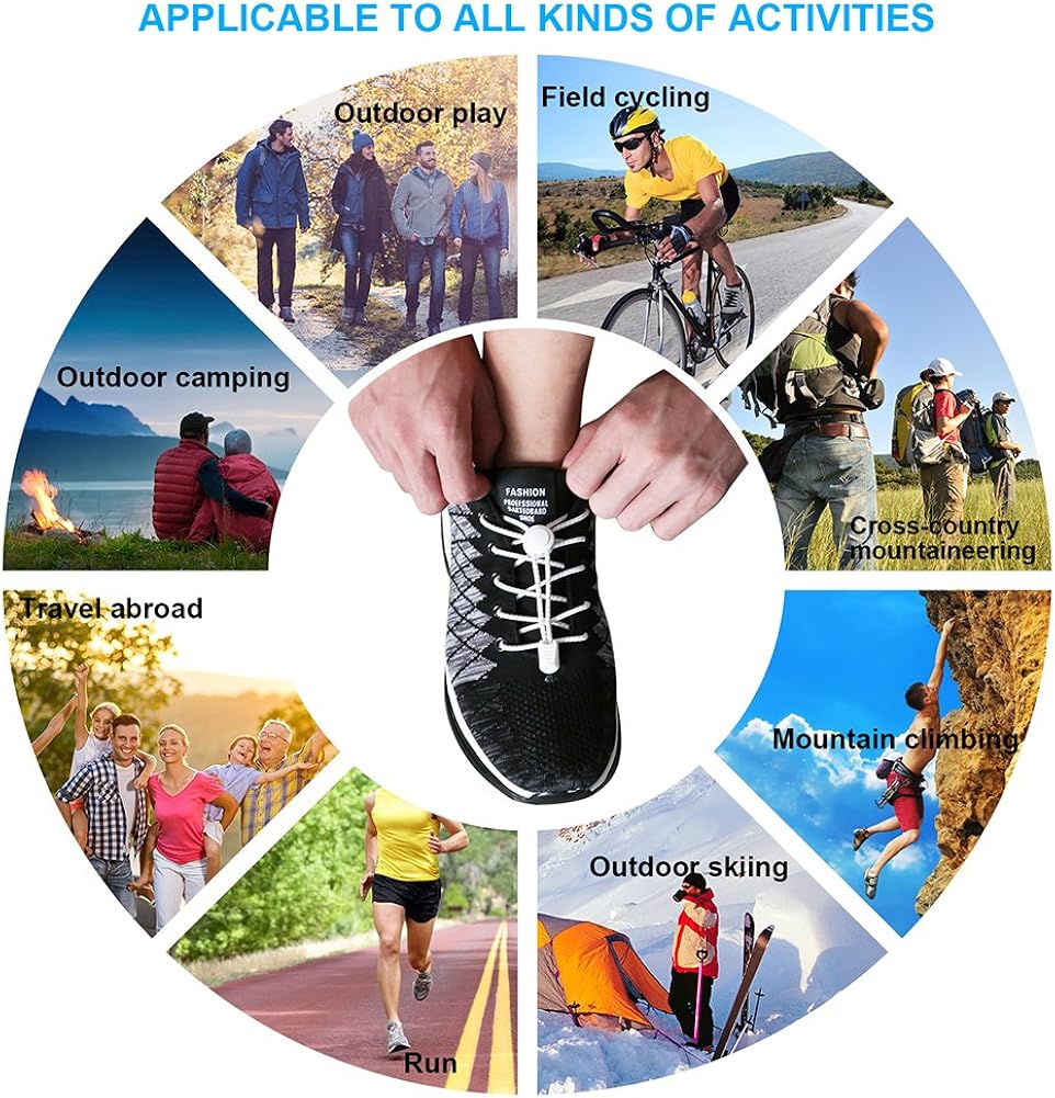 AMLY 4 Pairs of Elastic No Tie Shoelaces, Upgraded Lock, Reflective Shoe Laces for Kids and Adults (Black- Black-Black-Black): Shoes