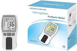 HOMEDSUN HSBHM-102 Home Care Portable Blood Hemoglobin Analyzer Anemia Hb Test Check Kit Handheld Finger Prick Meter Easy To Use Quick Results With 25Pcs Strips Lancets Droppers