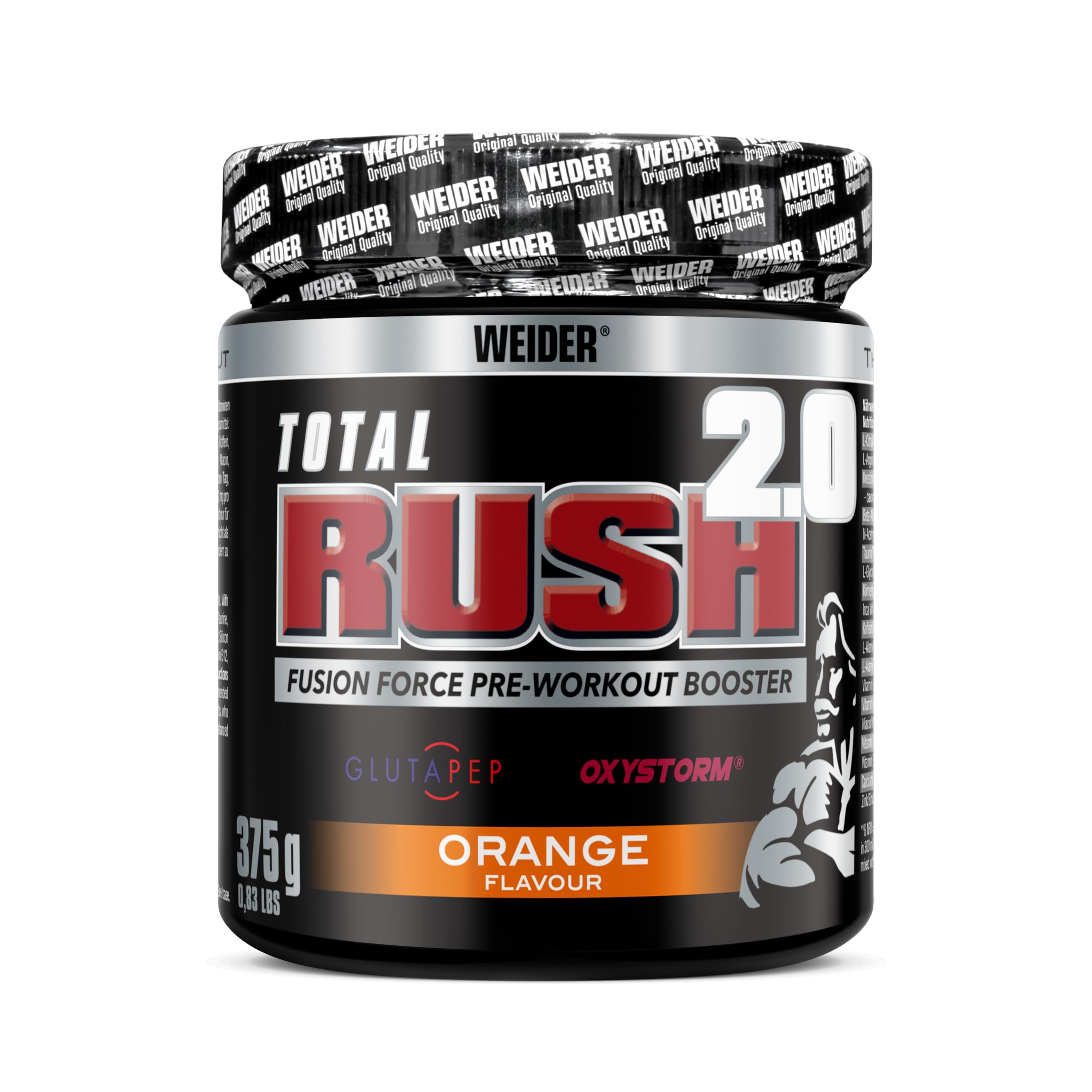 Weider Total Rush 2.0 Pre-Workout Formula, Orange, The Legal Pre-Workout, Focus + Power, Serious Pump, 15 servings