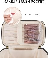 Wandering Nature Travel Makeup Bag with Brush Compartment Quilted Black view 2