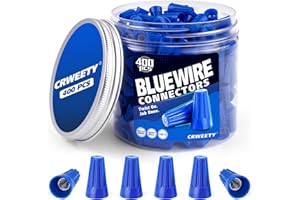 Crweety 400 Pcs Blue Wire Connectors Nuts, 22-14 AWG Electrical Wire Connectors, Twist-on Electrical Wire Caps, Sturdy Wire Caps Insulated for Quick Connection